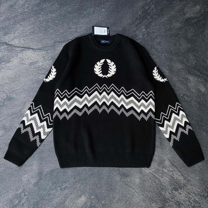ORIGINAL / OFFICIAL FRED PERRY - JACQUARD CREW NECK JUMPER