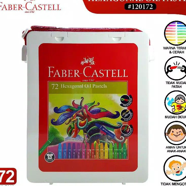 

☍✭✽ Crayon 72 warna faber castell / Hexagonal Oil Pastel 72 faber castell