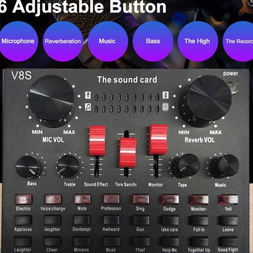 Kirim Langsung MIXIO V8S PREMIUM Live Streaming Sound Adapter Phone Laptop Microphone