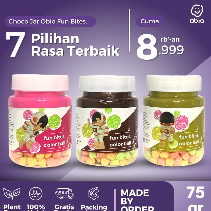 

☊↕⁑ Choco Jar COLOR BALL. by Obio Crunch - Cemilan Rasa Chocolate Rice Crispy Topping Cokelat Leleh Nyam Nyam