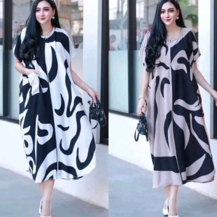 PZWD8744 TERBARU  Daster MONOKROM premium model lowo jumbo LD 120cm Bahan Rayon Grade A tebel dan ad