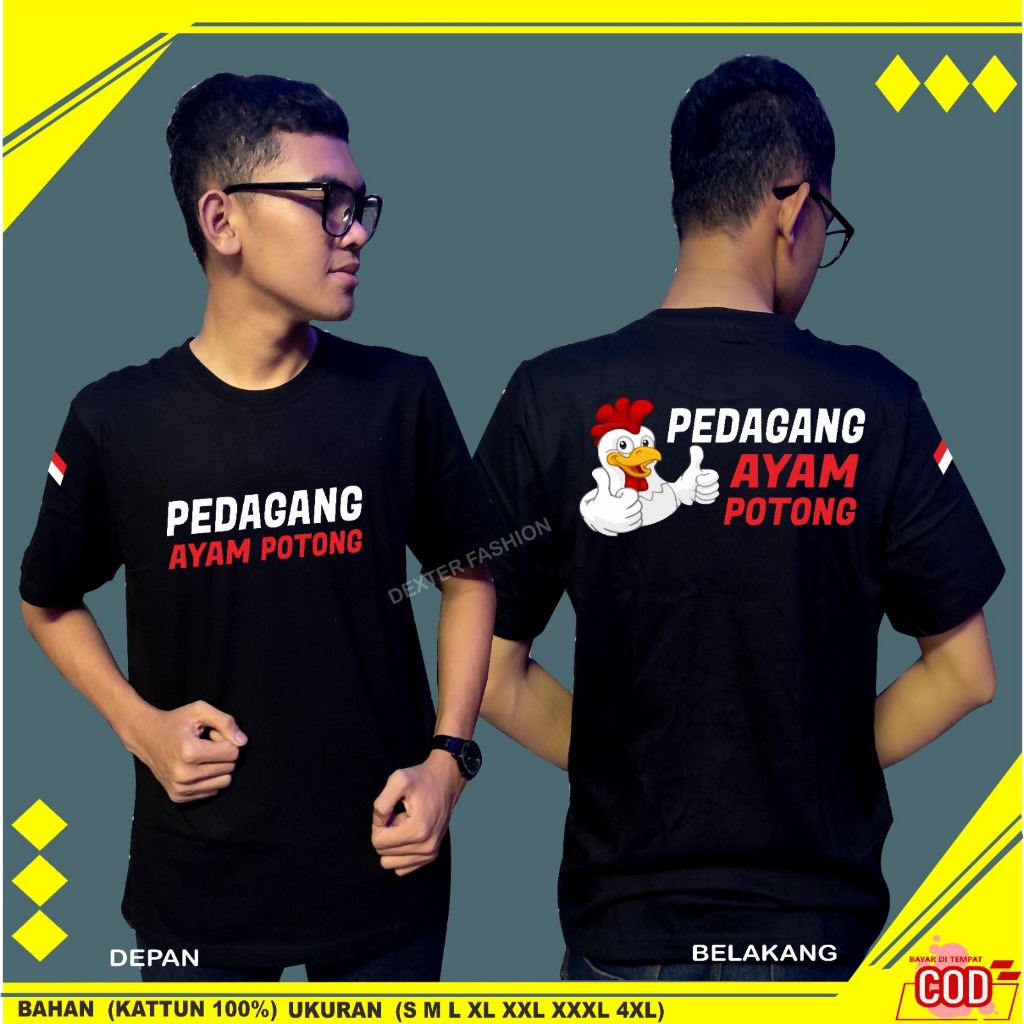 KAOS PEDAGANG AYAM POTONG TERBARU BAJU PEDAGANG AYAM POTONG BAHAN BERKUALITAS | DEXTER - STORE