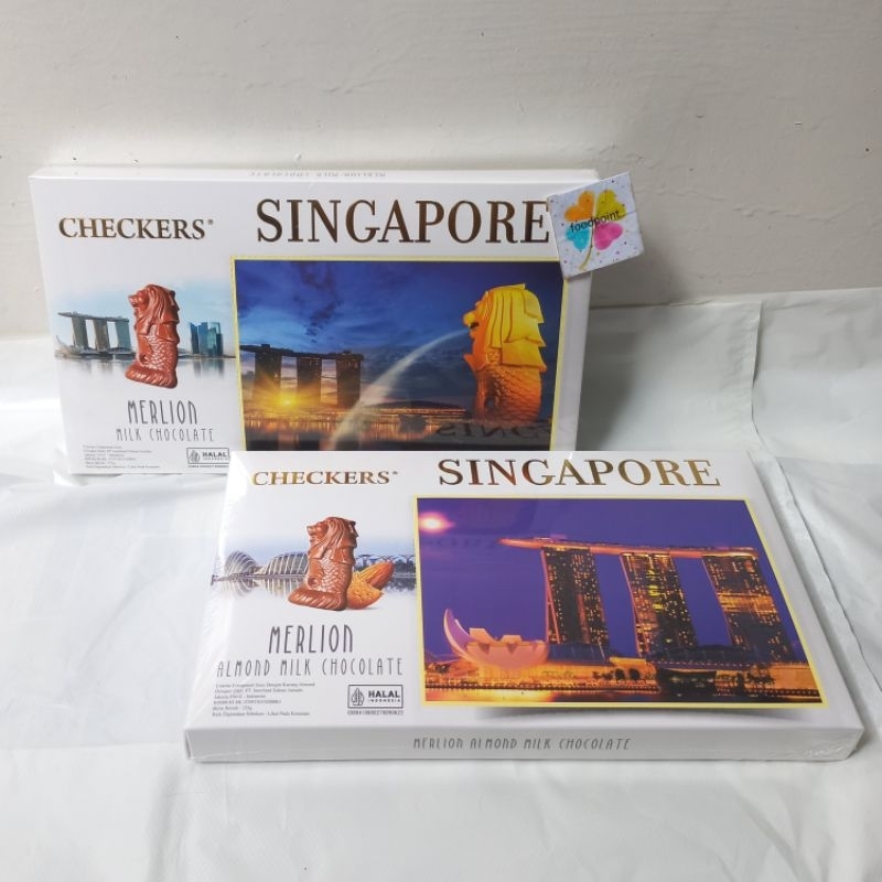 

Coklat Checkers Postcard Merlion Shaped Chocolate 125gr