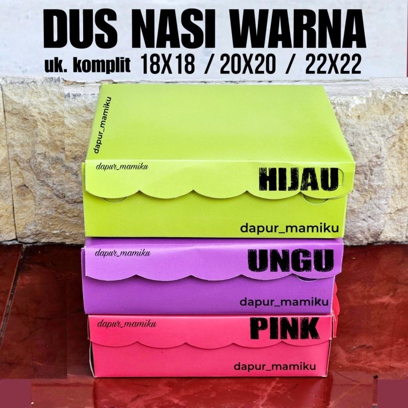 Dos Nasi 18 20 22 Pink Hijau Ungu Kotak Kardus Berkat 18x18 20x20 22x22 R8 R10K R10B Box Katering