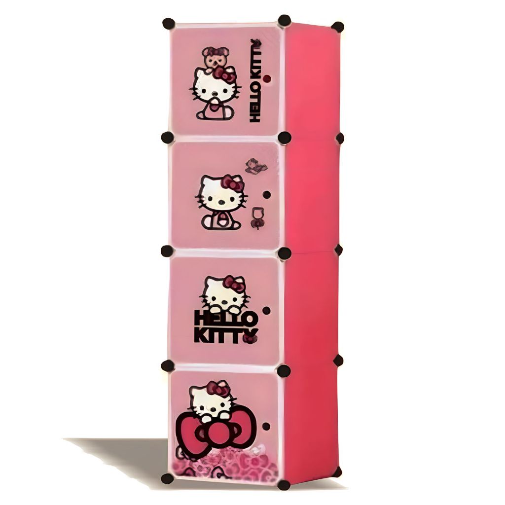 SHENAR Lemari Baju Plastik 4 Pintu Lemari Portable Bongkar Pasang Rak Baju 4 Susun