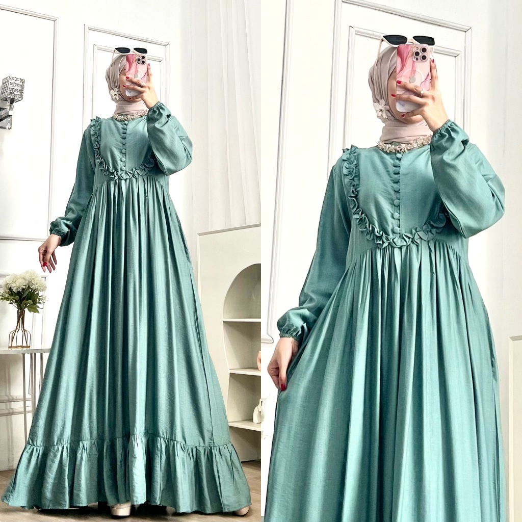 GAMIS MARIYYA BAHAN POLO LINEN by JONA (JELLO VERSI PREMIUM) PAKAIAN WANITA MUSLIM DRESS DEWASA