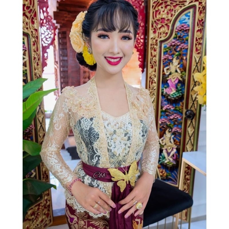 Promo Kebaya Jadi Brokat Metalic Glossy Payet Tumpuk Lengan Panjang Modifikasi Tile