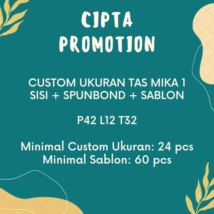 

Custom Order | Tas Mika 1 Sisi + Spunbond + Sablon UK P42 L12 T32