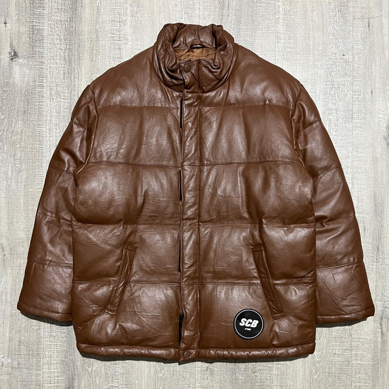 Avirex usa leather puffer goose down jacket