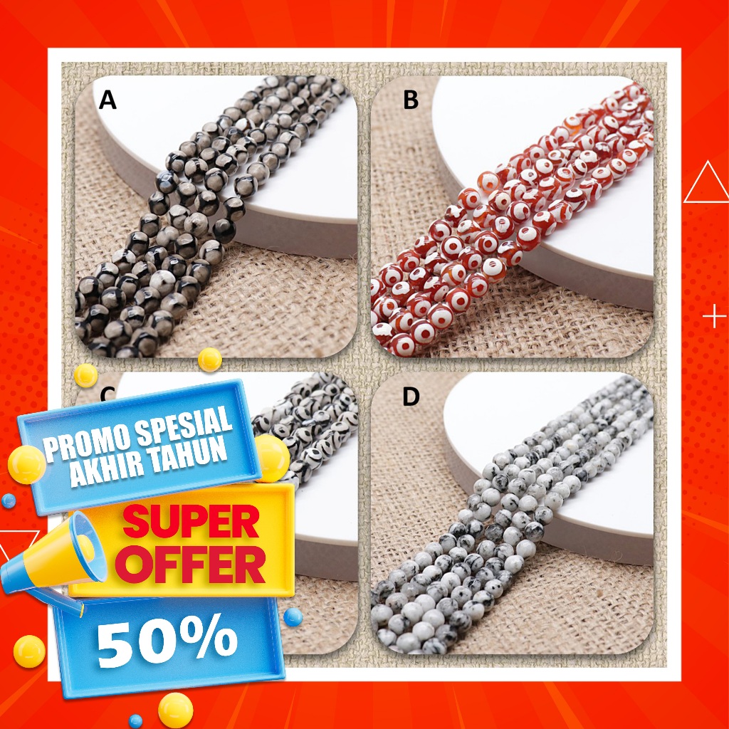 Promo manik manik gelang 6mm / batu agate / batu agate manik manik 6mm / Bahan Gelang Manik Manik Ba