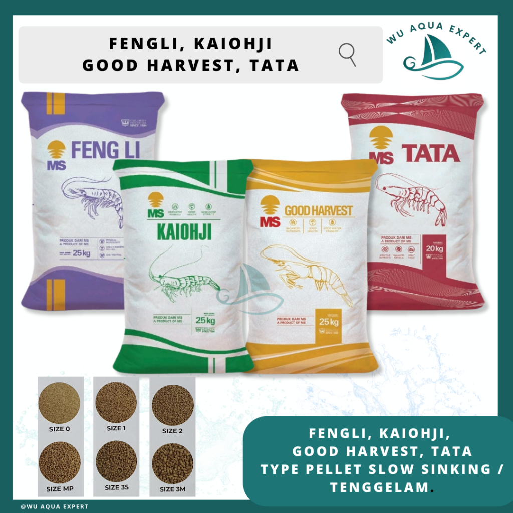 Khusus Gosend 1 SAK 25 Kg FENGLI 0 1 2 2A 3S 3M 3L PELET PAKAN IKAN UDANG LOBSTER 1 KARUNG MS FENG L