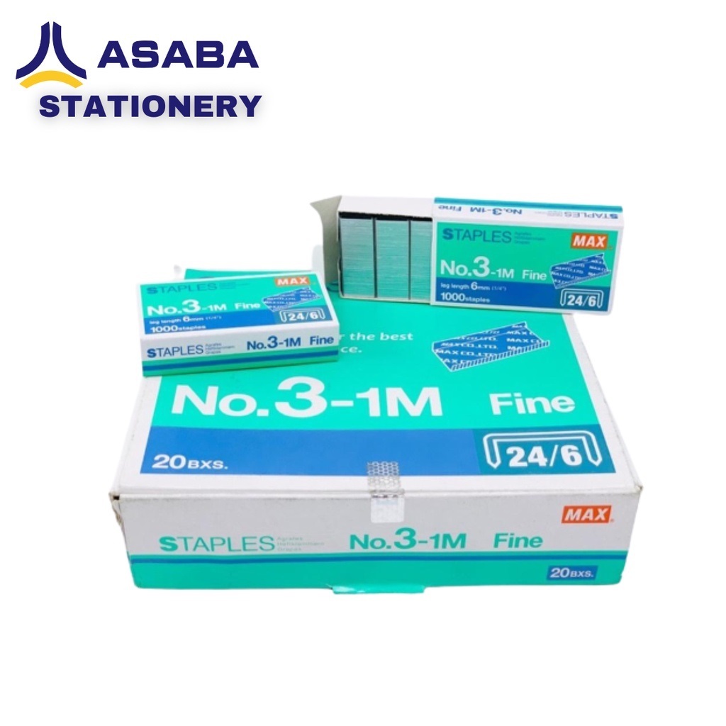 

saba Stationery - Refill/Isi Stapler/ Staples Max 3-1M (1 Box Isi 20Pcs)