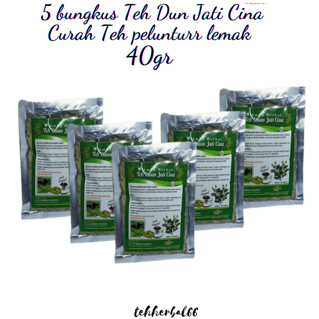 

5 bungkus Teh Daun Jati cina Peluntur Lemak 40gr