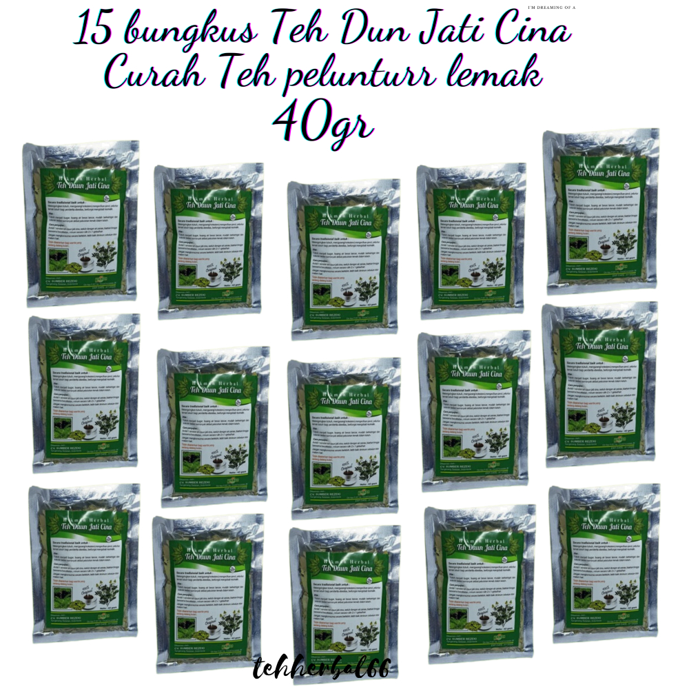 

15 bungkus Teh Daun Jati cina Peluntur Lemak 40gr