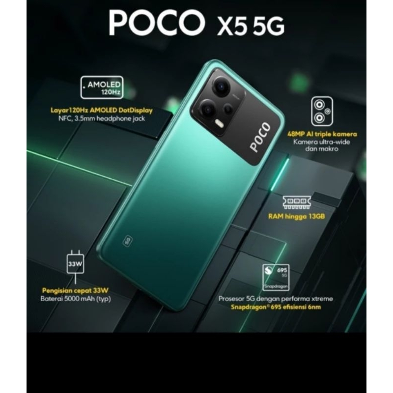 Xiaomi Pocong X5 5G 8/256 Ram 8GB Internal 128GB Garansi Resmi - Hitam, Ram 8/256GB