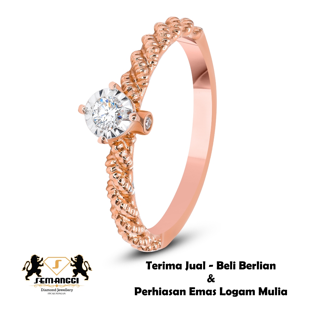 Cincin Berlian Rose Gold Semanggi Wanita - SMG 1090 AND H.K