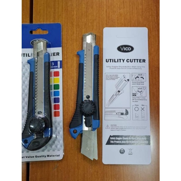 Cutter Besar Gagang Karet 3 Blades Vico (3 Mata Pisau)