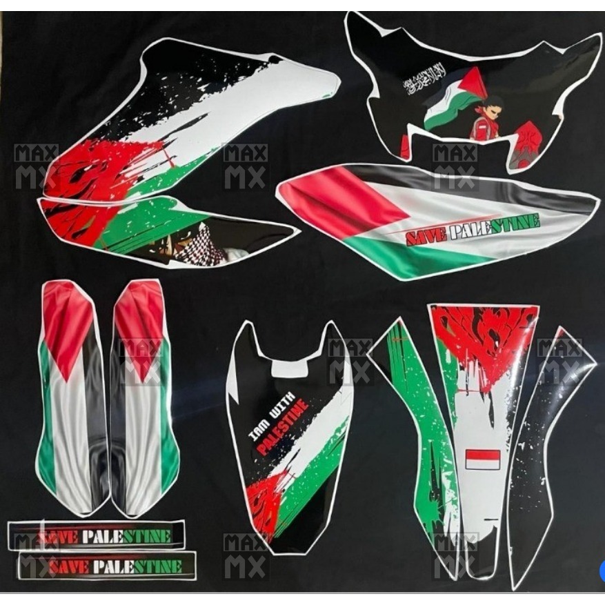 decal full body stiker wr 155 sticker full body motif palestine hitam bendera palestina