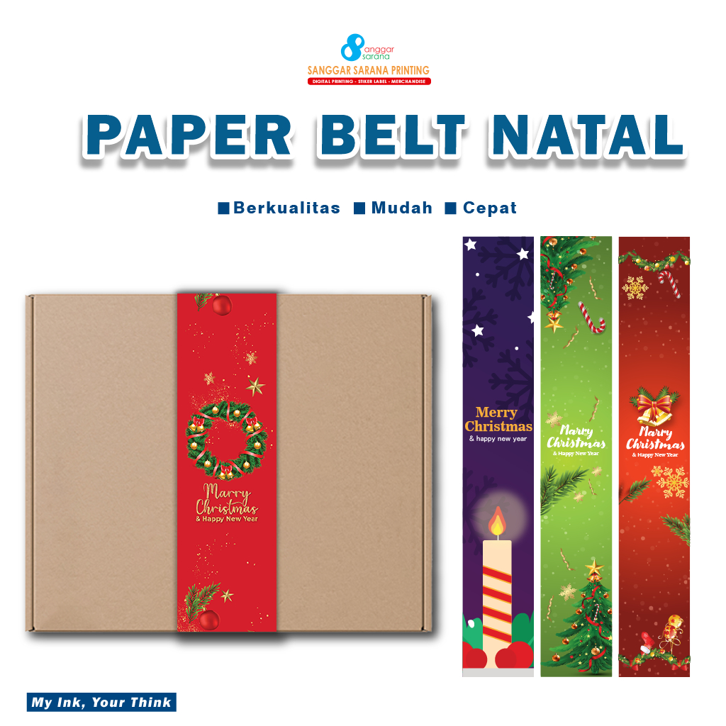 

Paper Belt/ Packaging Sleeve NATAL | CHRISTMAS Untuk label kemasan isi 100 PCS