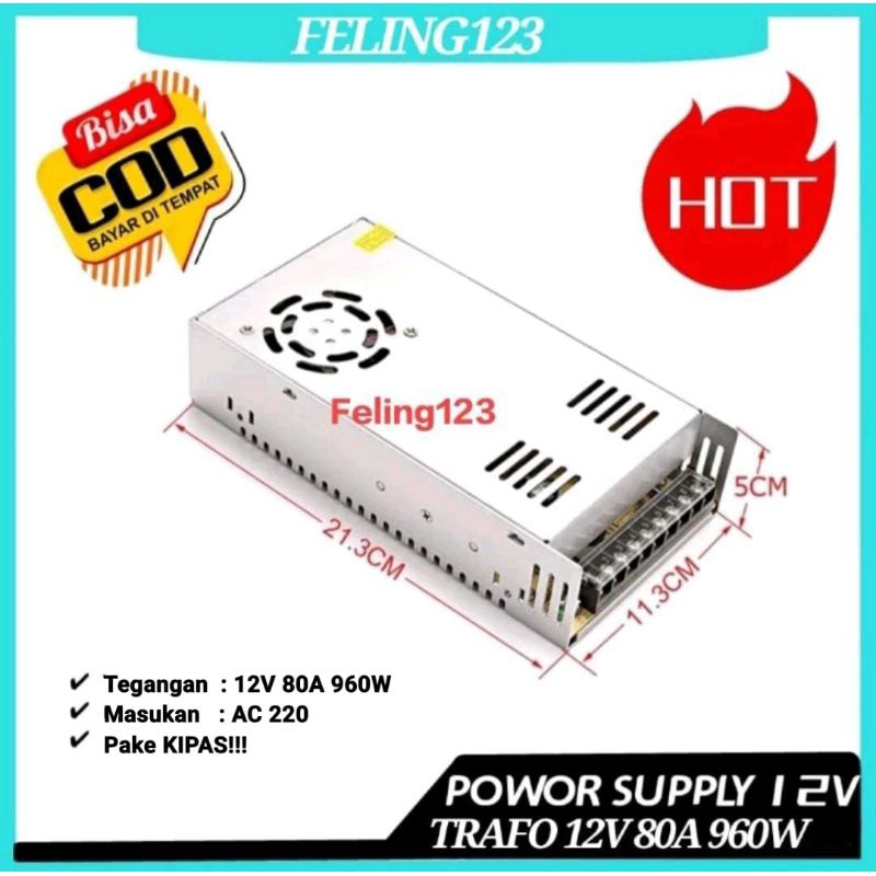 Power Supply 12V 80A High Power Supply 12Volt 80 Ampere Murni 80a 80 a