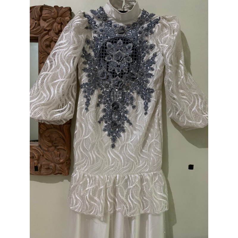 Duyung Brukat Pesta premium Putih Payet Mewah