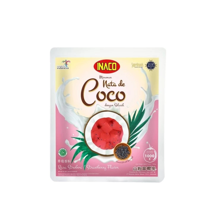 

Inaco Nata De Coco Strawberry Dengan Selasih 1 Kg