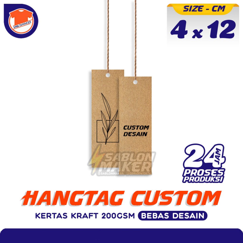 

Custom Hangtag merk label produk 4x12cm