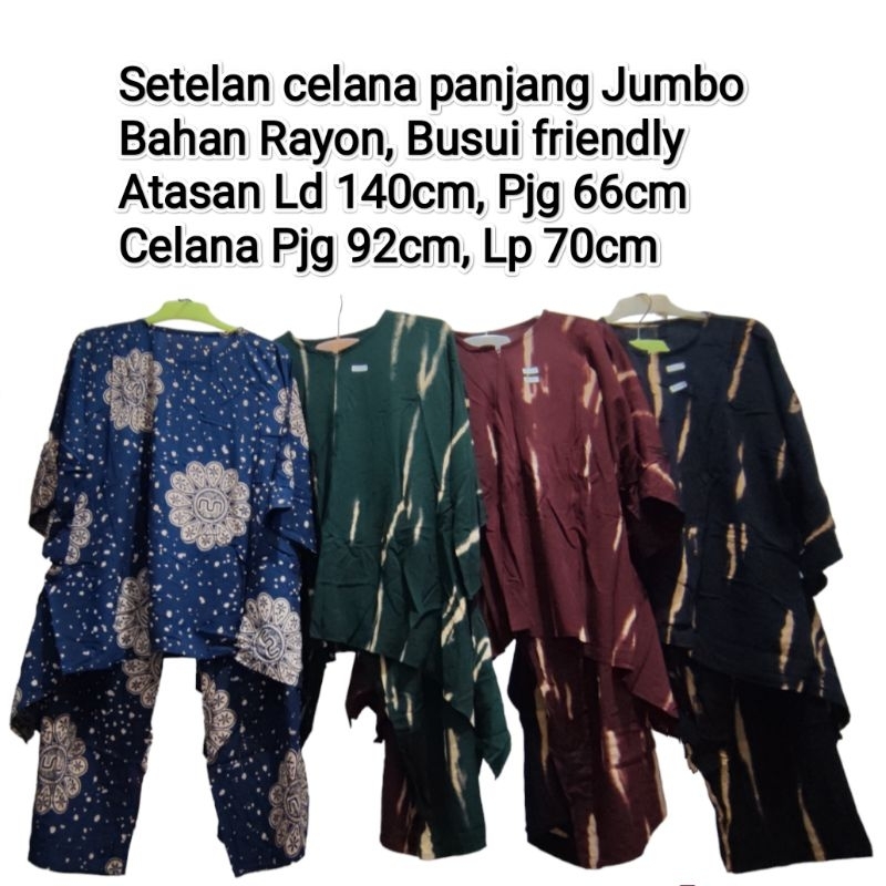 Setelan celana setcel panjang wanita Rayon jumbo waka ld 140cm