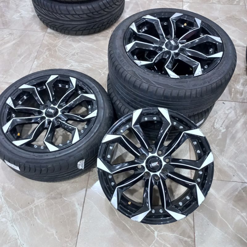 HSR LABANG R16 LEBAR 7 H8X100-114'3 + BAN 2PCS 195/50 R16