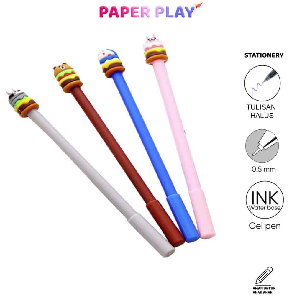 

PAPERPLAY Pena Burger Karakter Stationery Alat Tulis Produk Import U143