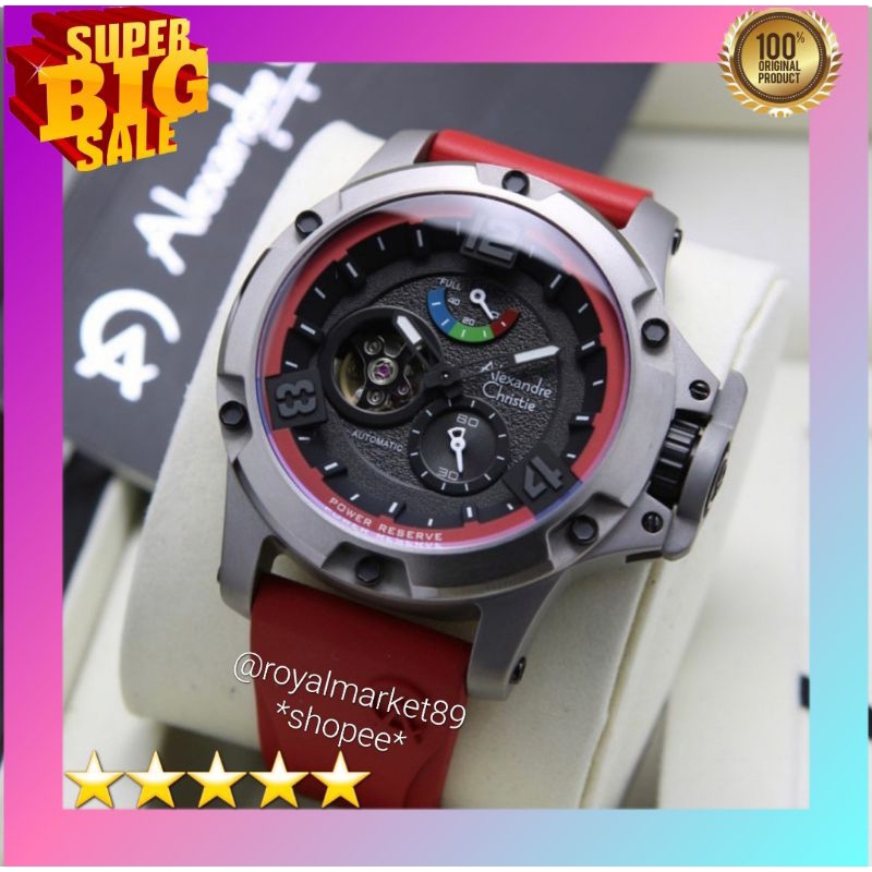 [WARNA LAIN GESER FOTONYA] ORI JAM TANGAN PRIA ALEXANDRE CHRISTIE TITANIUM RUBBER STRAP ARLOJI WATCH
