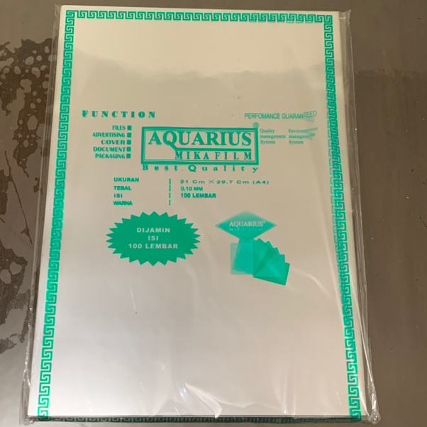 

➘✣✰ Plastik Mika Jilid Aquarius tebal 0.10 mm A4