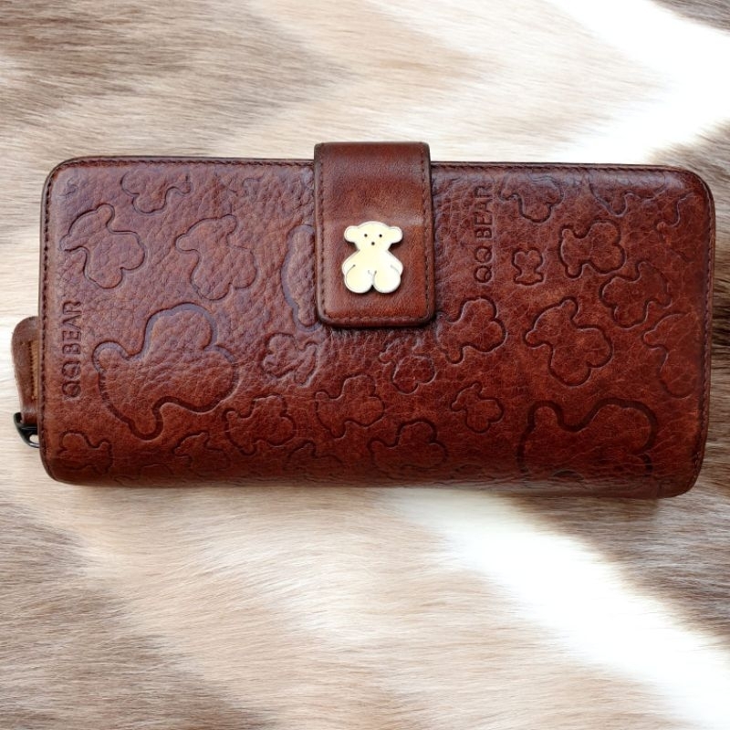 Dompet Panjang Wanita Qq Bear Coklat Kulit Asli
