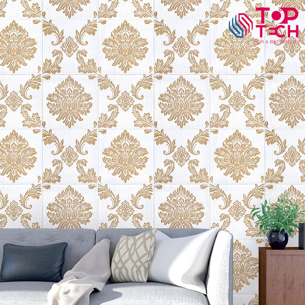 Toptech - Wallpaper 3D FOAM / Wallpaper Dinding 3D Motif Foam Batik Bunga More High Quality