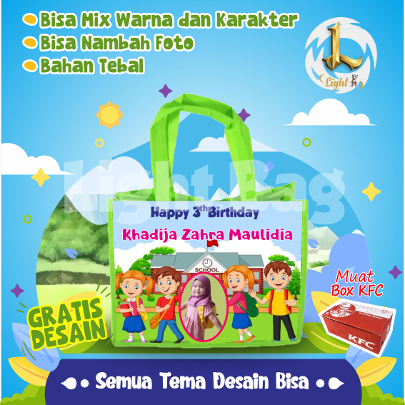 

TAS SOUVENIR ULTAH SEKOLAH CUSTOM / TAS SOUVENIR PREMIUM / GRATIS DESAIN / BONUS FOTO ANAK / GOODIE BAG CUTE SEKOLAH / TAS ULANG TAHUN SEKOLAH / TAS ULTAH CUSTOM / TAS SOUVENIR 2 HARI JADI / TAS ULTAH / TAS ULANG TAHUN / BISA TAMBAH FOTO ANAK