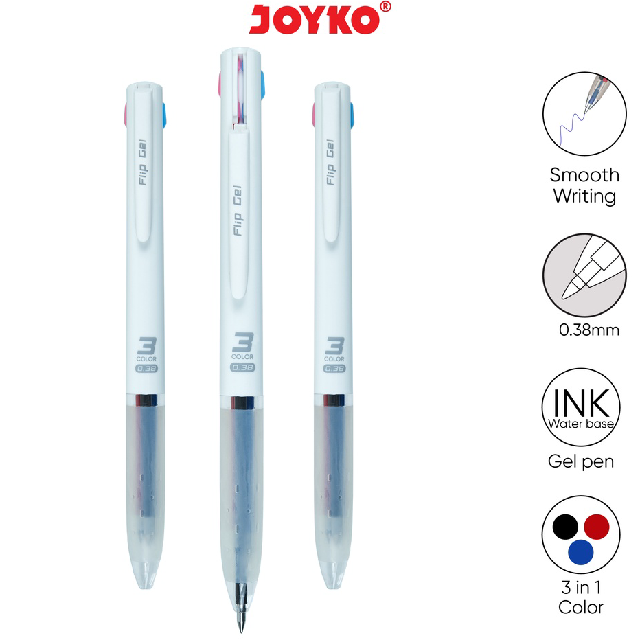 

Terbaru Gel Pen Pulpen Pena Joyko GP-339 Flip Gel 3 in 1 Color Warna 0.38 mm