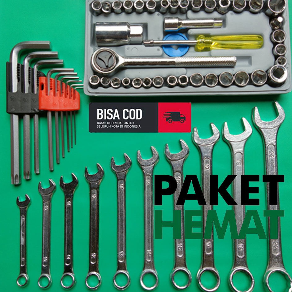 ➩↓✮≛ PROMO ( BISA COD ) PAKET Kunci 1set lengkap Kunci sok set lengkap Kunci bengkel motor komplit K