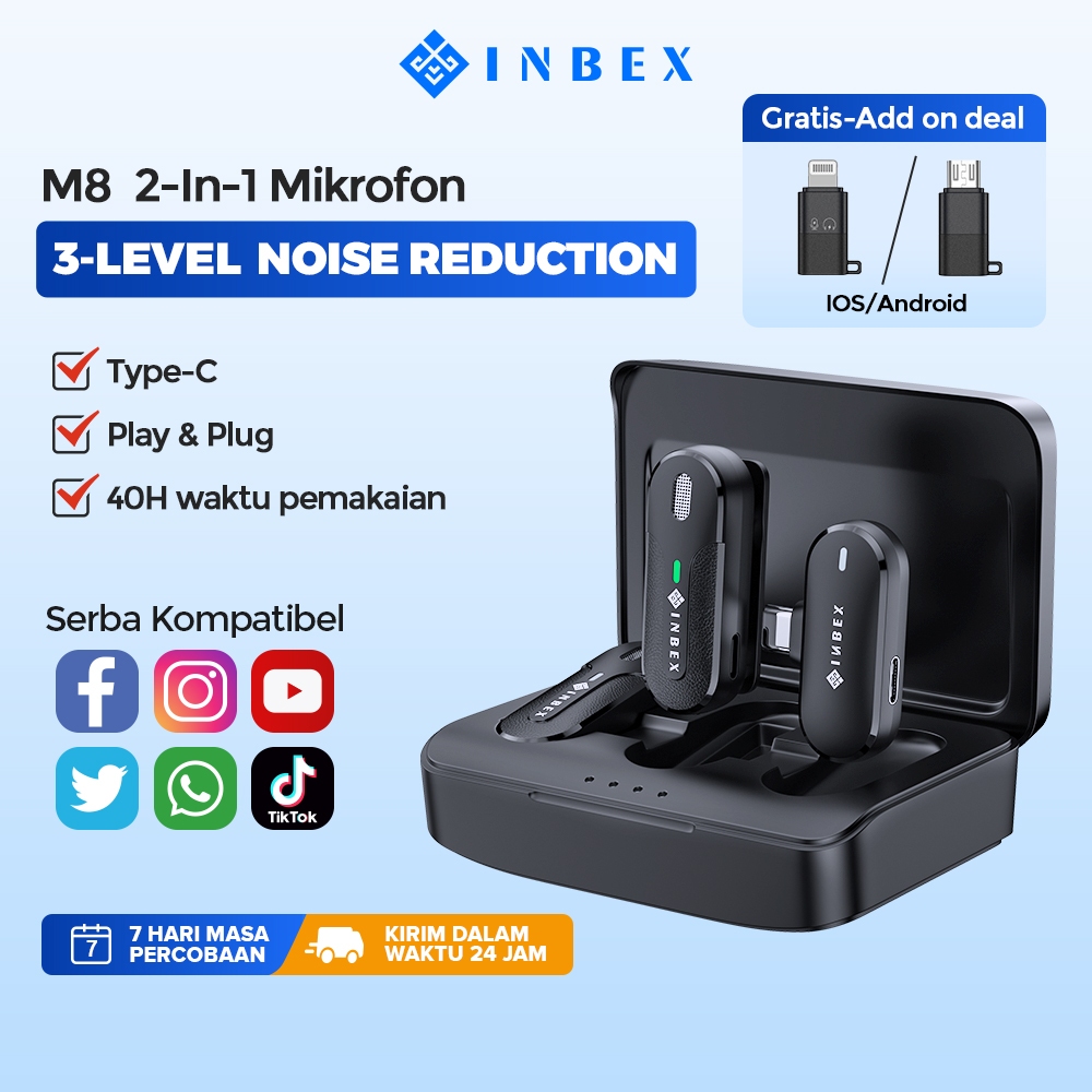 BUILDQUALITY (UPK) INBEX WIRELESS MICROPHONE LAVALIER MICROPHONE BLUETOOTH YOUTUBER/NIRKABEL MIC
