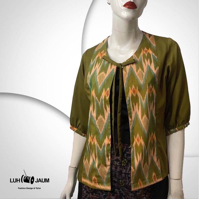 Atasan wanita motif Endek Bali Kombinasi tali Premium/ Batik wanita dari kain bali