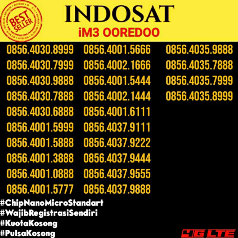 Nomor cantik Indosat 888 IM3 999 tripel 888 tripel 999
