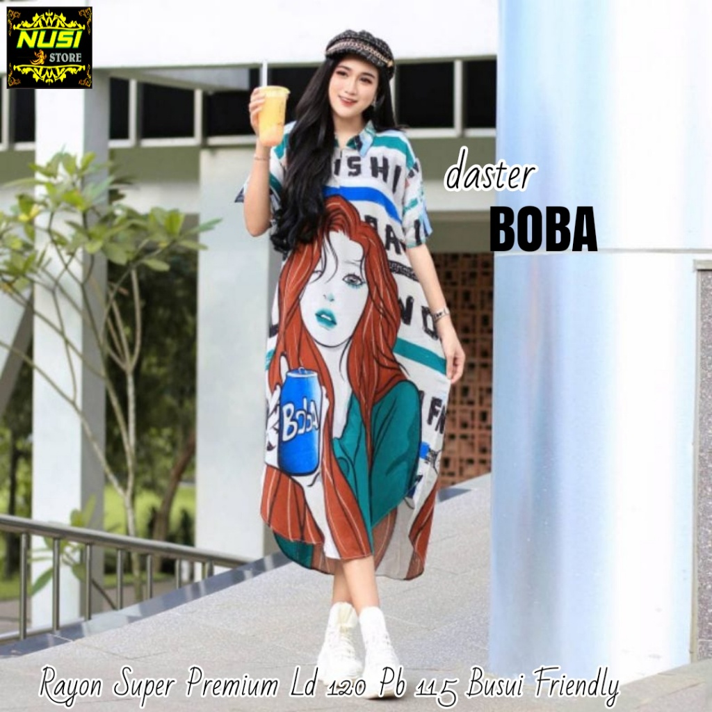 boba daster dres rayon jumbo ld 120 baju dress bju dres daster pakaian busana busui xxl motif adem l