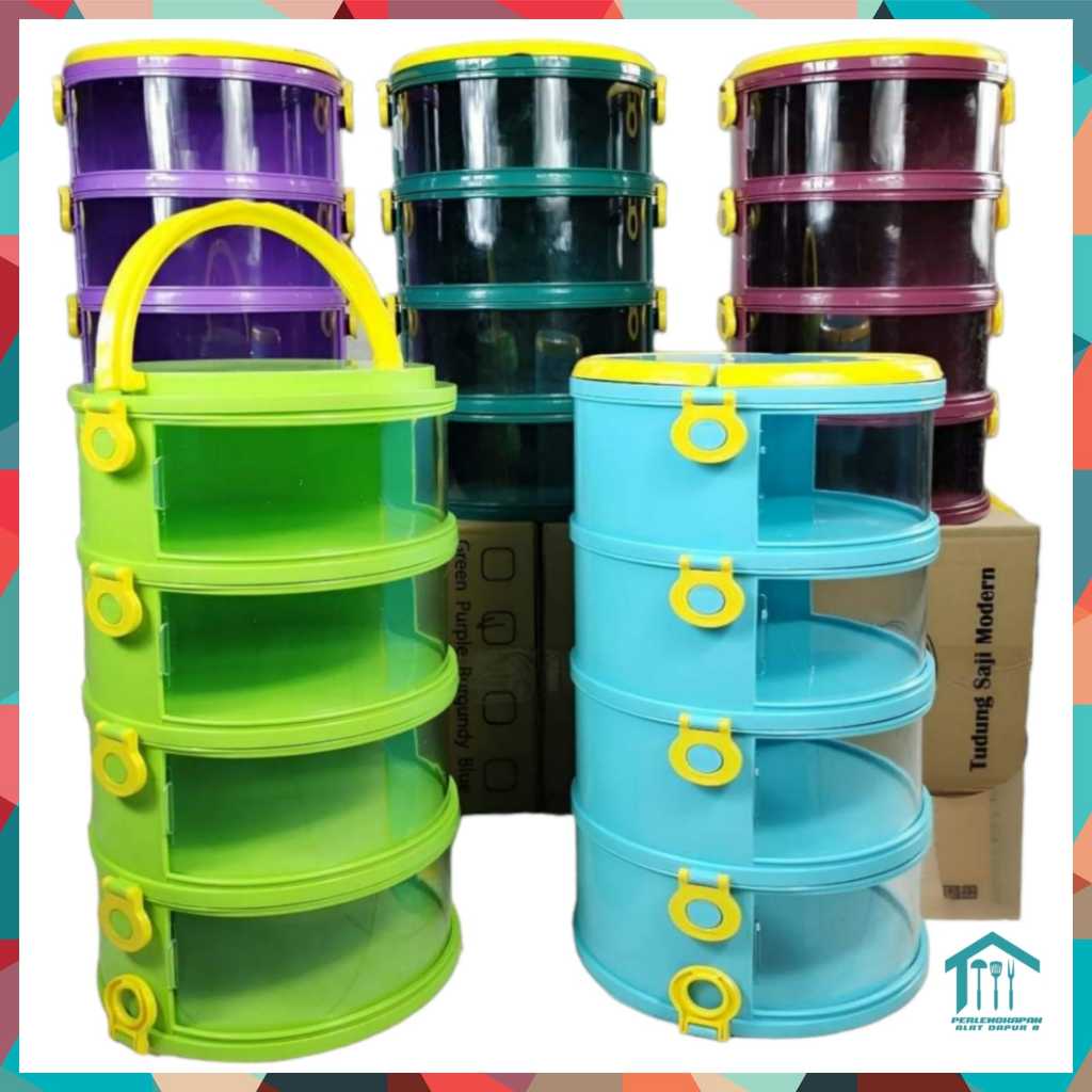 TUDUNG SAJI JEON MODERN 4 SUSUN / TEMPAT MAKAN MODERN / FOOD STORAGE / TUDUNG SAJI VARIAN WARNA / TU