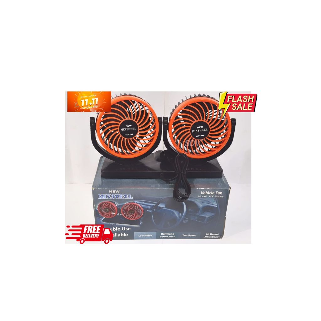 Kipas Mobil/Kipas Angin Mobil/Kipas Angin Mobil Double-Headed Fan Aksesoris 12V/24V