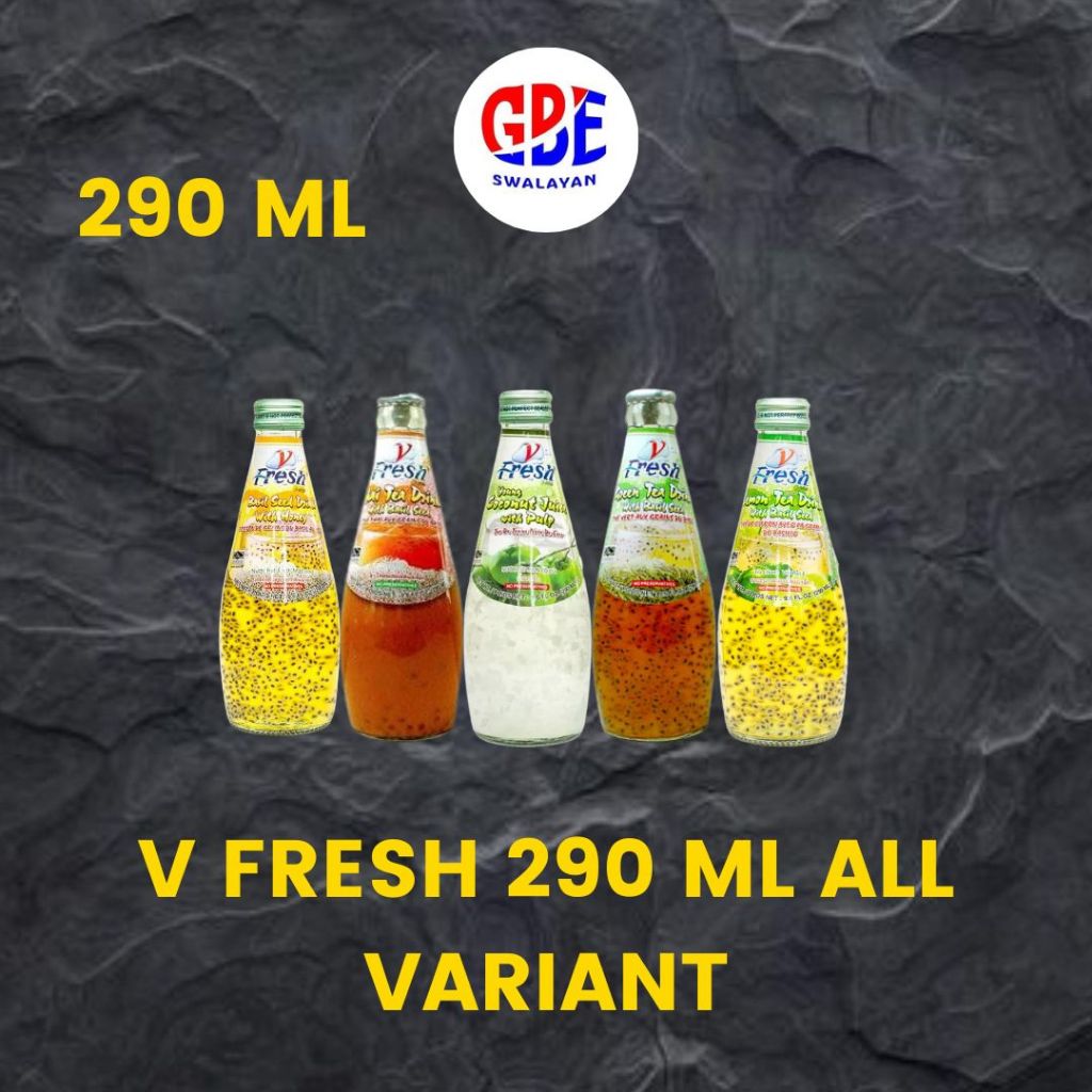 

V FRESH DRINK 290 ML ALL VARIANT | LEMON TEA WITH BASIL SEED | BASIL SEED WITH HONEY | GREEN TEA WITH BASIL SEED | COCONUT JUICE WITH PULP | THAI TEA WITH BASIL SEED