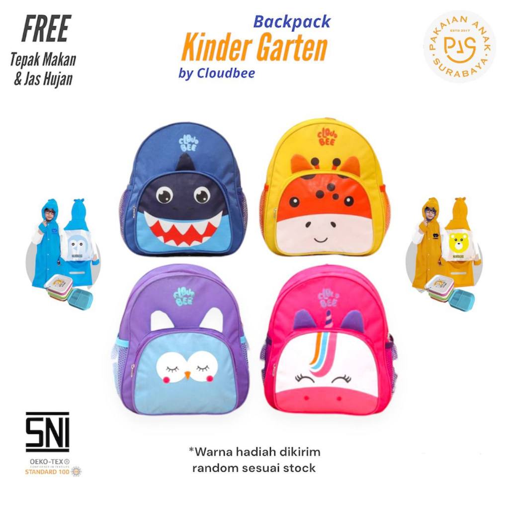 Backpack Kinder Garten by Cloudbee Free Luncbox & Raincoat / Tas Ransel Anak