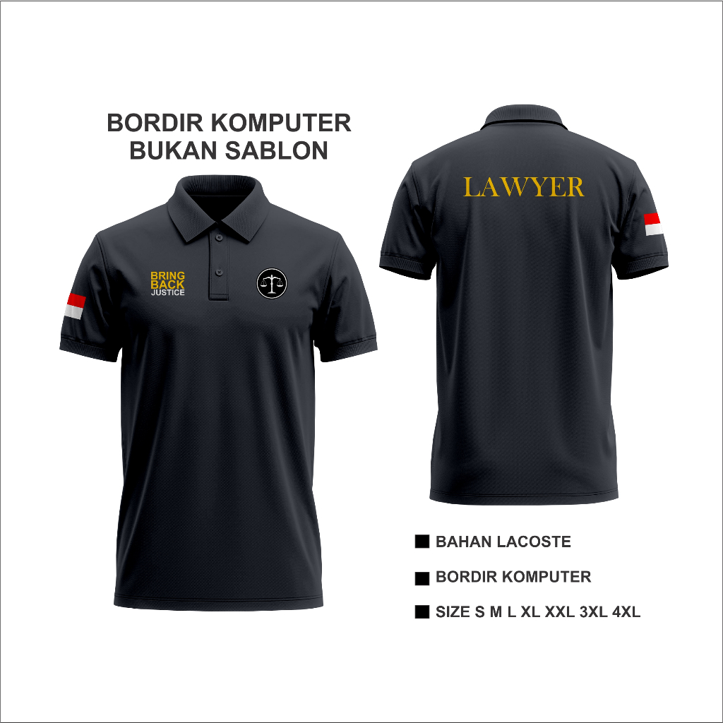 Baju Lawyer Bordir Kaos Lawyer Polo Lawyer Bordir / Kemeja Lawyer Bordir