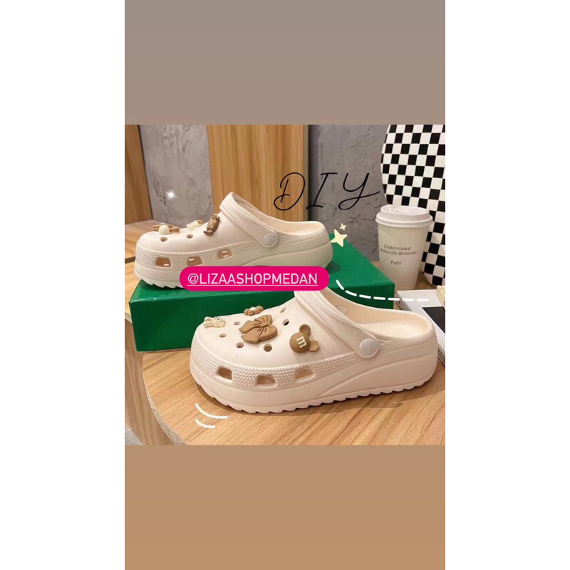 Sepatu Sandal Wanita Jelly Wedges Baim crocs Style
