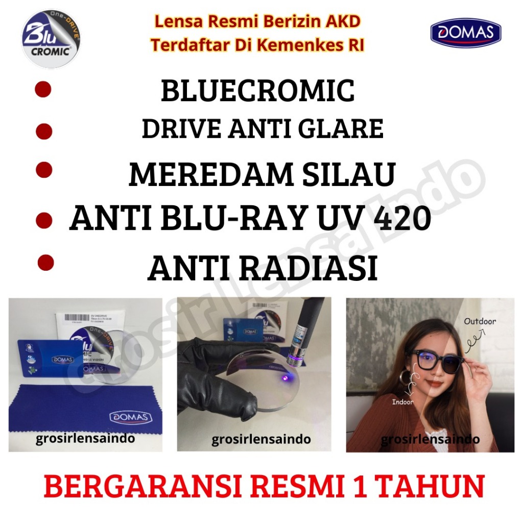 	 Lensa Kacamata Drive Photocromic Blueray SV by Domas Garansi Coating 1Thn	