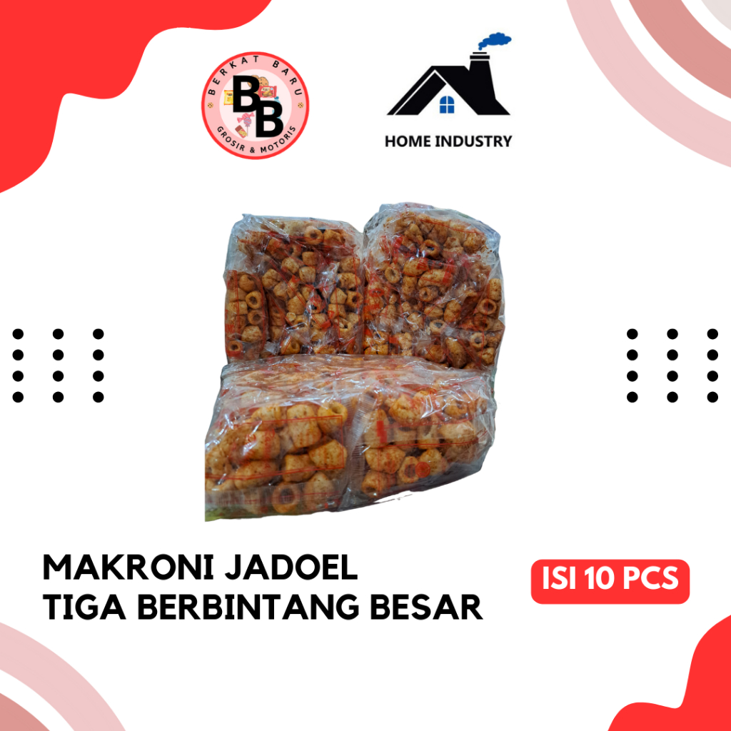 

[BB SNACK] MAKRONI JADOEL 3 BERBINTANG BESAR ISI 10PCS HARGA UNTUK 2 PACK