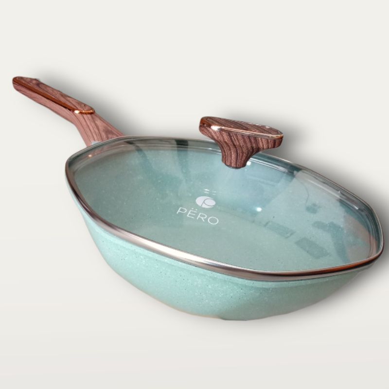 Panci Pero Wok Pan 28cm  segi 8 + tutup kaca